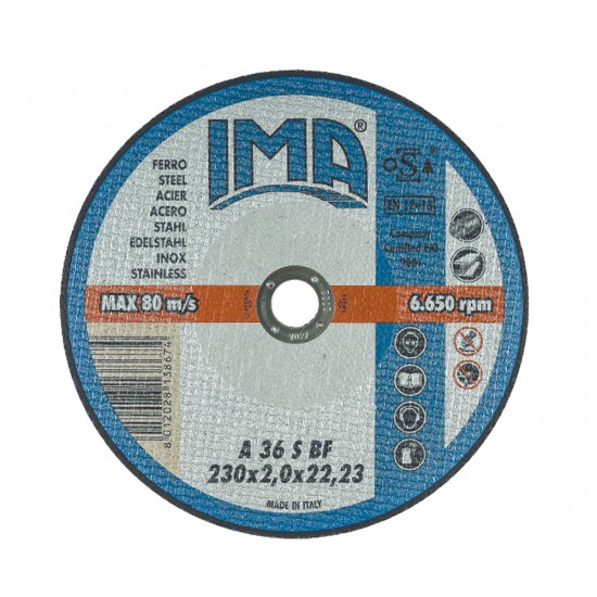 IMA 1151022F3TM ΔΙΣΚΟΣ ΚΟΠΗΣ ΑΝΟΞΕΙΔΩΤΩΝ INOX (115 Χ 1,0 Χ 22) Δίσκοι Κοπής - Λειάνσεως
