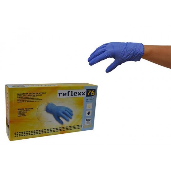 Γάντια νιτριλίου μπλε χωρίς πούδρα 100τεμ. XL R76-XL 