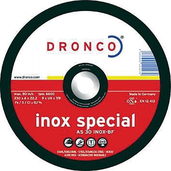 Δίσκος λείανσης για inox με κούρμπα 10τεμ. No230x6x22,23mm 3236540100 