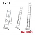 Διπλή Σκάλα Επεκτεινόμενη Αλουμινίου 2 x 12 Σκαλοπάτια GeHOCK Σκάλες 
